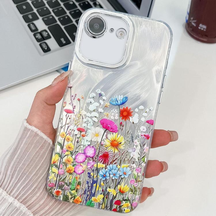 For iPhone 16e Electroplating Flower Texture TPU Phone Case(Flowers SH4) - iPhone 16e Cases by PMC TechLife | Online Shopping South Africa | PMC TechLife | Buy Now Pay Later Mobicred