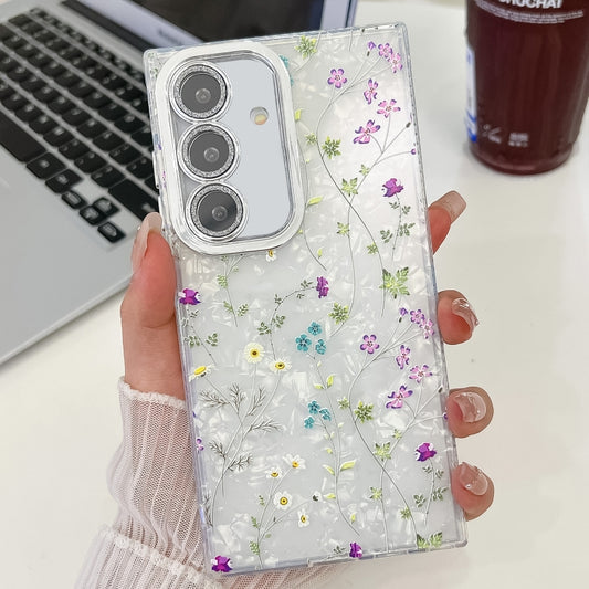 For Samsung Galaxy S25 5G Electroplating Flower Texture TPU Phone Case(Wild Chrysanthemum SH5) - Galaxy S25 5G Cases by PMC Jewellery | Online Shopping South Africa | PMC Jewellery | Buy Now Pay Later Mobicred