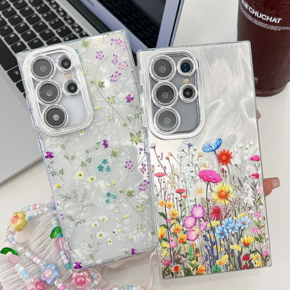 For Samsung Galaxy S25 Ultra 5G Electroplating Flower Texture Wristband TPU Phone Case(Flowers SH4) - Galaxy S25 Ultra 5G Cases by PMC Jewellery | Online Shopping South Africa | PMC Jewellery | Buy Now Pay Later Mobicred