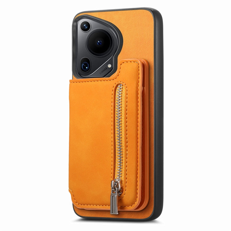 For Huawei nova 13 Pro Retro MagSafe Zipper Wallet Card Bag Back Phone Case(Yellow) - Huawei Cases by PMC TechLife | Online Shopping South Africa | PMC TechLife | Buy Now Pay Later Mobicred