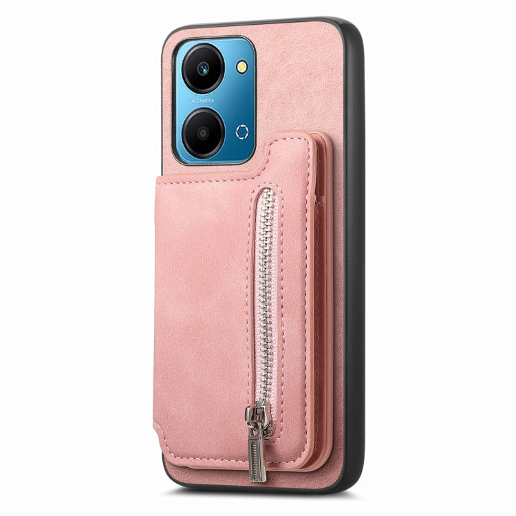 For Honor X8b Retro MagSafe Zipper Wallet Card Bag Back Phone Case(Pink) - free shipping - PMC TechLife - Order now!