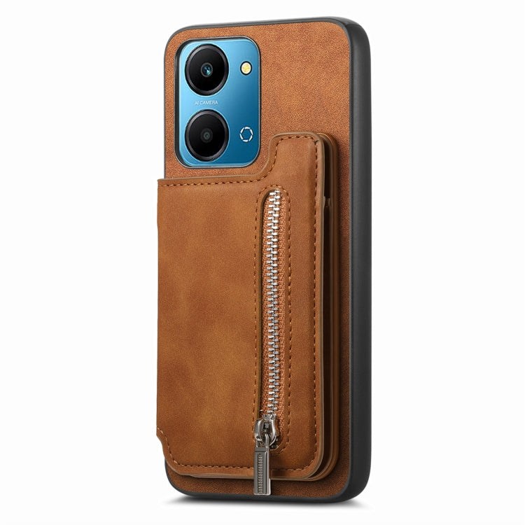 For Honor 90 GT 5G Retro MagSafe Zipper Wallet Card Bag Back Phone Case(Brown) - Honor Cases by PMC TechLife | Online Shopping South Africa | PMC TechLife | Buy Now Pay Later Mobicred