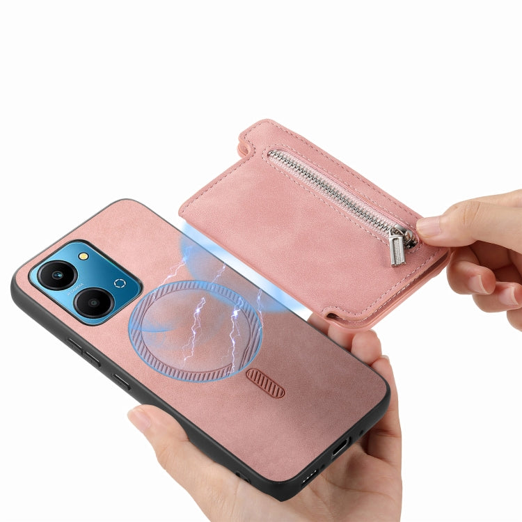 For Honor 100 Retro MagSafe Zipper Wallet Card Bag Back Phone Case(Pink) - free shipping - PMC TechLife - Order now!