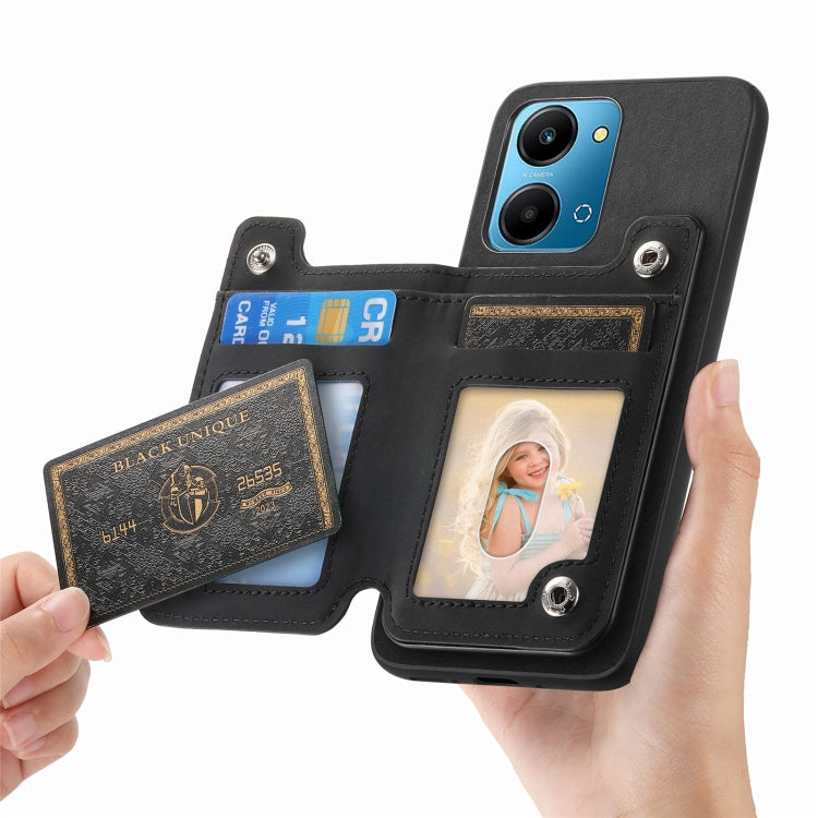 For Honor 100 Retro MagSafe Zipper Wallet Card Bag Back Phone Case(Black) - Honor Cases by PMC TechLife | Online Shopping South Africa | PMC TechLife | Buy Now Pay Later Mobicred