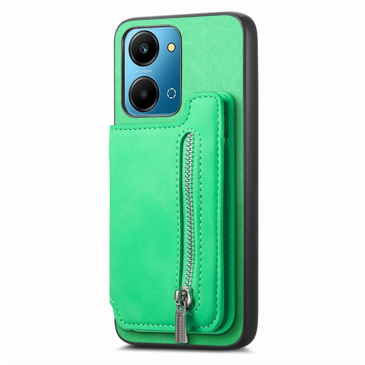 For Honor X50i+ Retro MagSafe Zipper Wallet Card Bag Back Phone Case(Green) - Honor Cases by PMC TechLife | Online Shopping South Africa | PMC TechLife | Buy Now Pay Later Mobicred