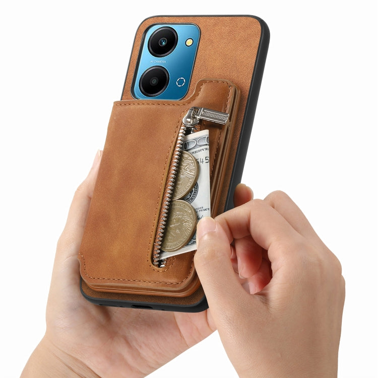 For Honor X50i+ Retro MagSafe Zipper Wallet Card Bag Back Phone Case(Brown) - free shipping - PMC TechLife - Order now!