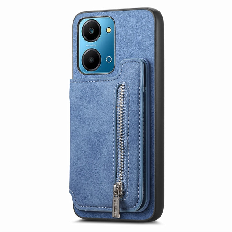 For Honor X50i Retro MagSafe Zipper Wallet Card Bag Back Phone Case(Blue) - free shipping - PMC TechLife - Order now!