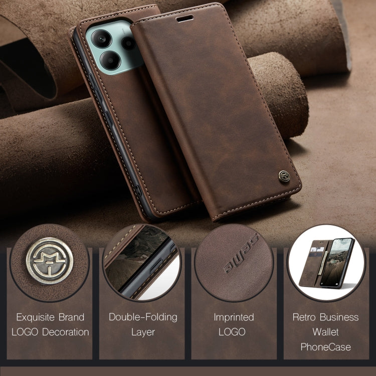 For Redmi Note 14 5G CaseMe 013 Multifunctional Horizontal Flip Leather Phone Case(Coffee) - Note 14 Cases by CaseMe | Online Shopping South Africa | PMC Jewellery | Buy Now Pay Later Mobicred