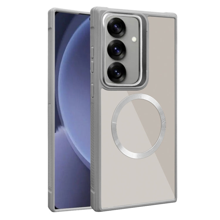 For Samsung Galaxy S25+ 5G Plated CD Texture MagSafe Acrylic Hybrid TPU Phone Case(Gray) - Galaxy S25+ 5G Cases by PMC Jewellery | Online Shopping South Africa | PMC Jewellery | Buy Now Pay Later Mobicred