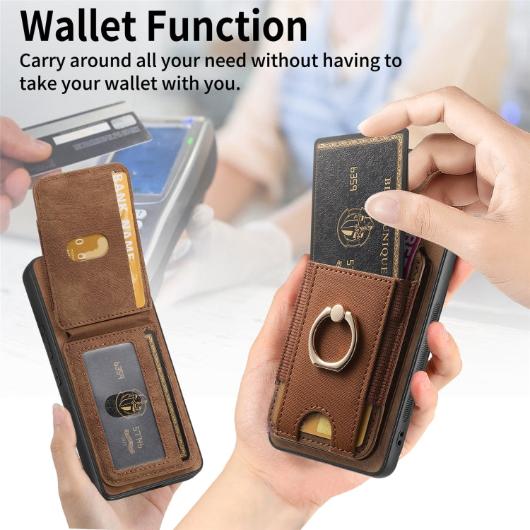 For Samsung Galaxy S25 5G Retro Splitable Magnetic Stand Card Bag Leather Phone Case(Brown) - Galaxy S25 5G Cases by PMC Jewellery | Online Shopping South Africa | PMC Jewellery | Buy Now Pay Later Mobicred