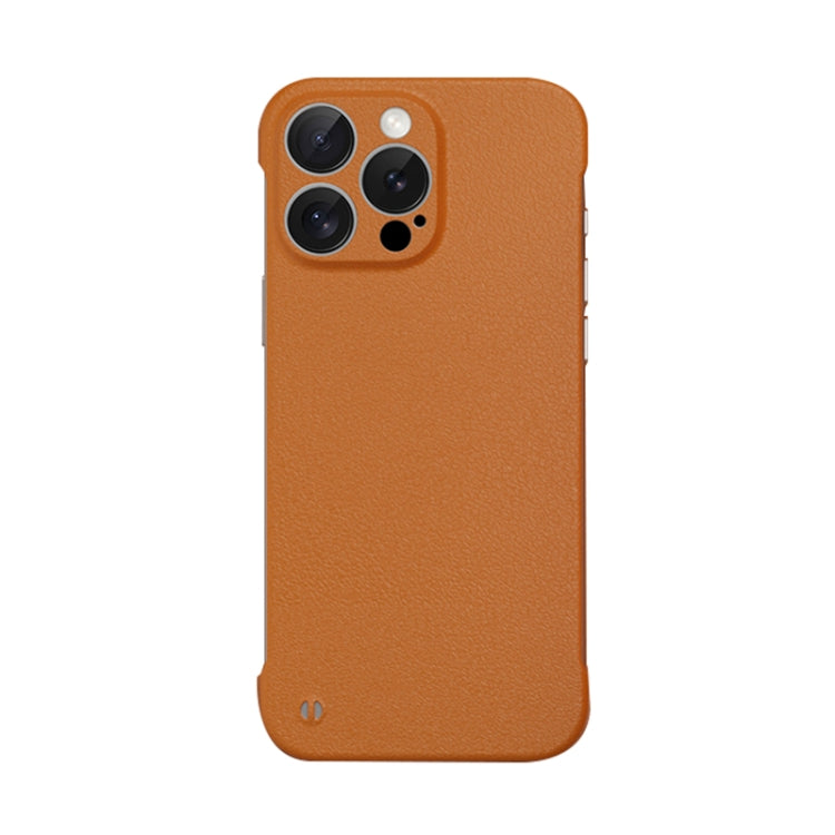 For iPhone 15 Pro Max Frameless Litchi Texture PC Phone Case(Orange) - iPhone 15 Pro Max Cases by PMc TechLife | Online Shopping South Africa | PMc TechLife | Buy Now Pay Later Mobicred