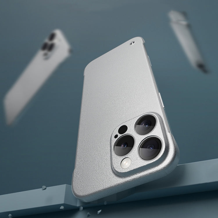 For iPhone 15 Plus Frameless Litchi Texture PC Phone Case(Titanium Silver) - iPhone 15 Plus Cases by PMc TechLife | Online Shopping South Africa | PMc TechLife | Buy Now Pay Later Mobicred