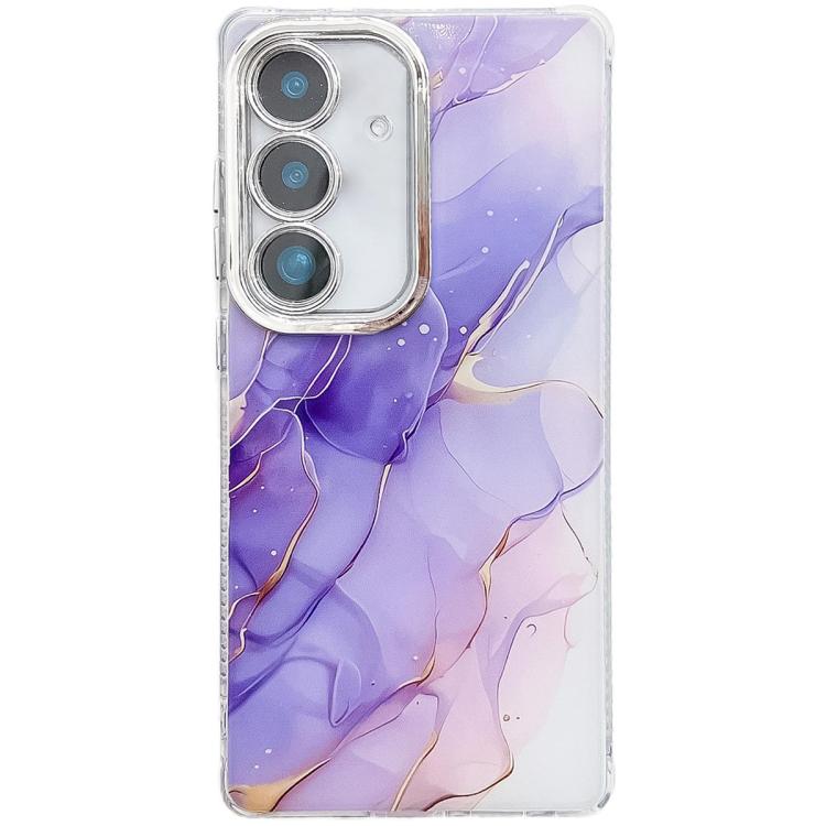 For Samsung Galaxy S25+ 5G Electroplated Marble Texture Phone Case(Purple M3) - Galaxy S25+ 5G Cases by PMC Jewellery | Online Shopping South Africa | PMC Jewellery | Buy Now Pay Later Mobicred