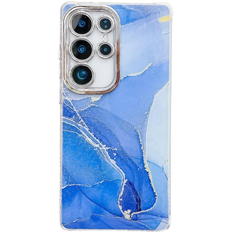 For Samsung Galaxy S25 Ultra 5G Electroplated Marble Texture Phone Case(Dark Blue M16) - Galaxy S25 Ultra 5G Cases by PMC Jewellery | Online Shopping South Africa | PMC Jewellery | Buy Now Pay Later Mobicred