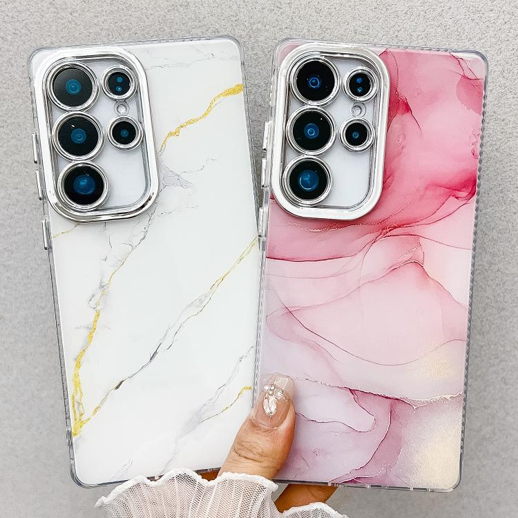 For Samsung Galaxy S25 Ultra 5G Electroplated Marble Texture Phone Case(Red M7) - Galaxy S25 Ultra 5G Cases by PMC Jewellery | Online Shopping South Africa | PMC Jewellery | Buy Now Pay Later Mobicred