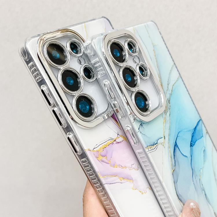 For Samsung Galaxy S25+ 5G Electroplated Marble Texture Phone Case(Blue Purple M10) - Galaxy S25+ 5G Cases by PMC Jewellery | Online Shopping South Africa | PMC Jewellery | Buy Now Pay Later Mobicred