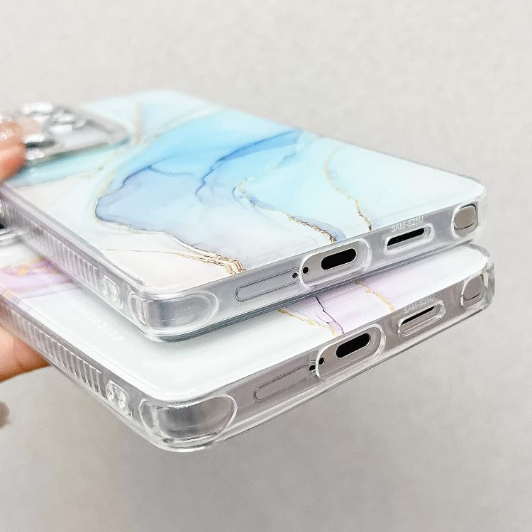 For Samsung Galaxy S25 5G Electroplated Marble Texture Phone Case(Navy Blue M17) - Galaxy S25 5G Cases by PMC Jewellery | Online Shopping South Africa | PMC Jewellery | Buy Now Pay Later Mobicred