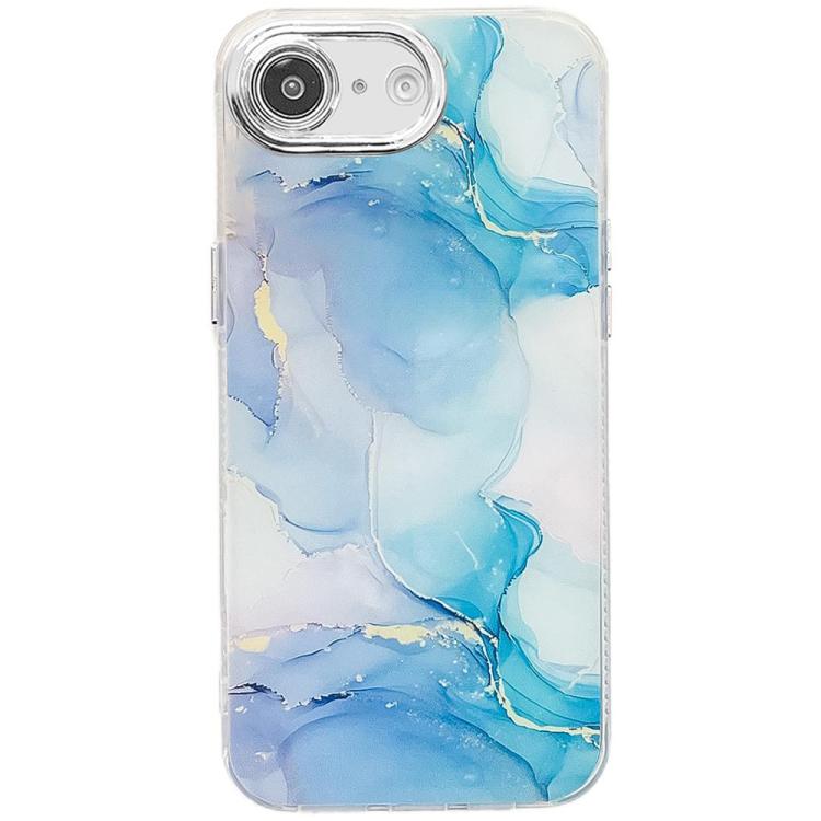 For iPhone 16e Electroplated Marble Texture Phone Case(Blue Green M9) - iPhone 16e Cases by PMC TechLife | Online Shopping South Africa | PMC TechLife | Buy Now Pay Later Mobicred