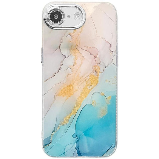 For iPhone 16e Electroplated Marble Texture Phone Case(Yellow Green M13) - iPhone 16e Cases by PMC Jewellery | Online Shopping South Africa | PMC Jewellery | Buy Now Pay Later Mobicred