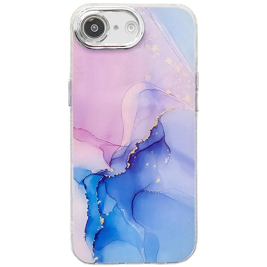 For iPhone 16e Electroplated Marble Texture Phone Case(Purple Blue M18) - iPhone 16e Cases by PMC Jewellery | Online Shopping South Africa | PMC Jewellery | Buy Now Pay Later Mobicred