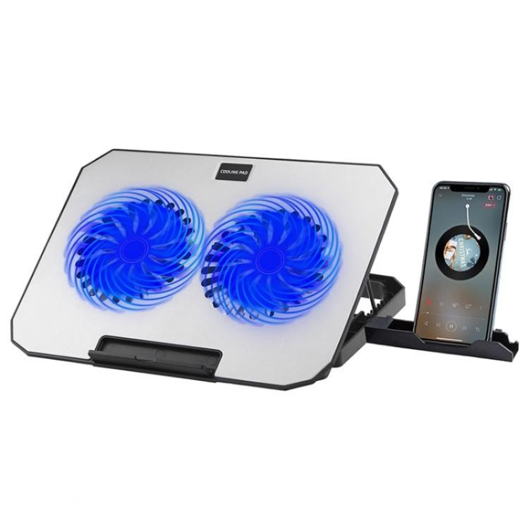 N22 Dual USB Ports Adjustable Laptop Stand Portable Cooling Pad with Phone Holder - Cooling Pads by PMC TechLife | Online Shopping South Africa | PMC TechLife | Buy Now Pay Later Mobicred