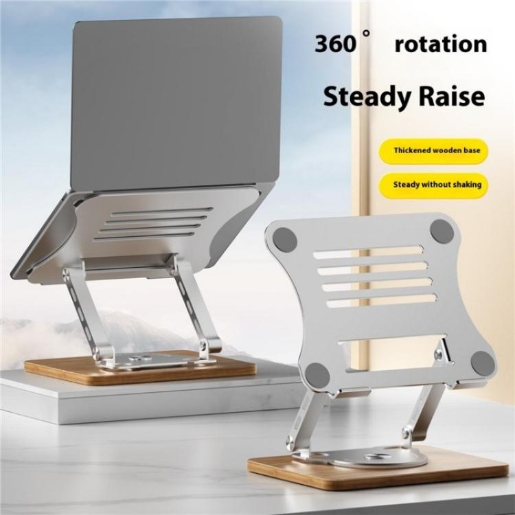 J31 Foldable 360-Degree Rotating Laptop Metal Wood Cooling Stand(Grey) - Laptop Stand by PMC TechLife | Online Shopping South Africa | PMC TechLife | Buy Now Pay Later Mobicred