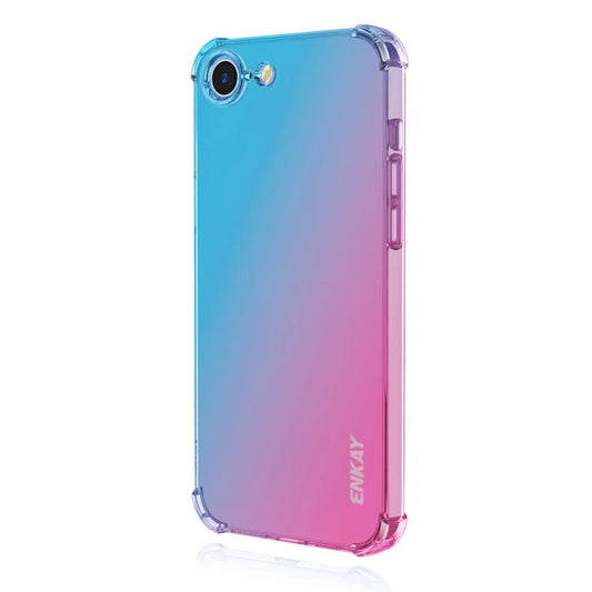 For iPhone 16e ENKAY Hat-Prince Gradient Airbag TPU Phone Case(Blue Pink) - iPhone 16e Cases by ENKAY | Online Shopping South Africa | PMC Jewellery | Buy Now Pay Later Mobicred