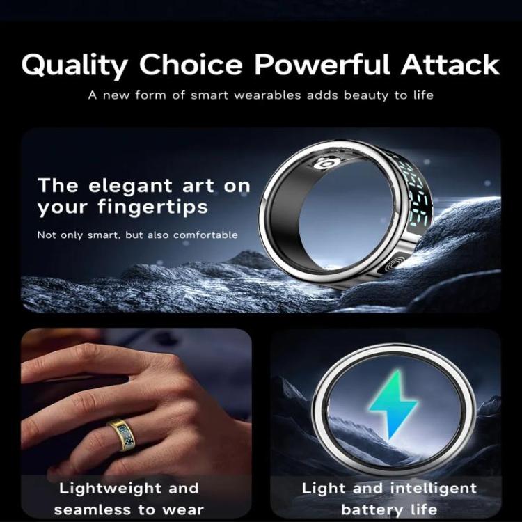 SR08 SIZE 8 Smart Ring, Support Hand Gestures Control / Health Monitoring / Multiple Sports Modes(Black) - free shipping - PMc TechLife - Order now!