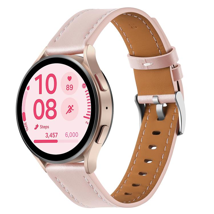 22mm Push Button Silver Steel Buckle Genuine Leather Watch Band(Light Pink) - free shipping - PMC TechLife - Order now!
