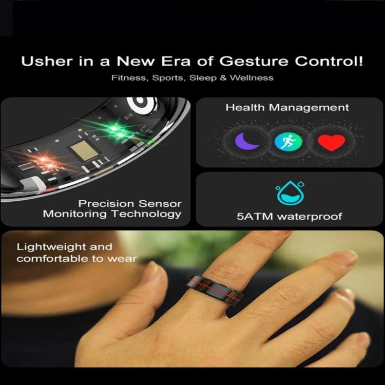 R04 SIZE 8 Smart Ring, Support Heart Rate / Blood Oxygen Monitoring / Sleep / Take Photos(Black) - free shipping - PMC TechLife - Order now!