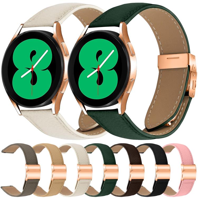 20mm Lychee Texture Rose Gold Turtle Back Buckle Leather Watch Band(Black) - free shipping - PMC TechLife - Order now!