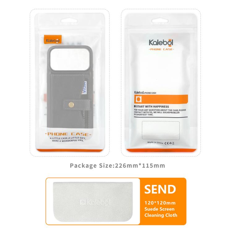 For iPhone 17 Pro Kalebol Magnetic Button Card Bag MagSafe Ring Leather Phone Case(Red) - iPhone 17 Pro Cases by Kalebol | Online Shopping South Africa | PMC TechLife | Buy Now Pay Later Mobicred