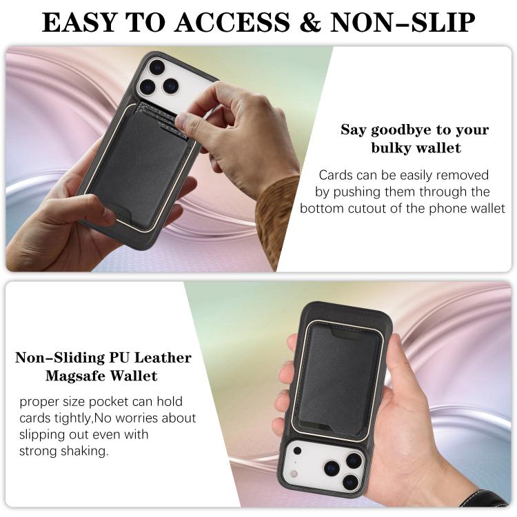 For iPhone 17 Pro Max Kalebol Slim MagSafe Ring Magnetic Card Bag Leather Phone Case(Black) - More iPhone Cases by Kalebol | Online Shopping South Africa | PMC TechLife | Buy Now Pay Later Mobicred