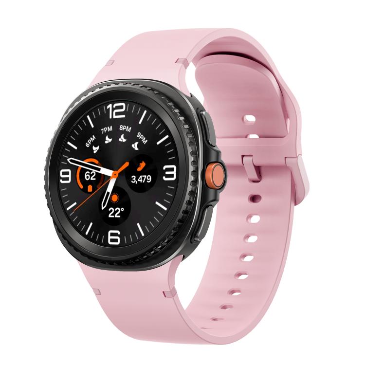 For Samsung Galaxy Watch8 / Watch8 Classic Solid Color Stitched Silicone Watch Band, Size:M(Light Pink) - free shipping - PMC TechLife - Order now!