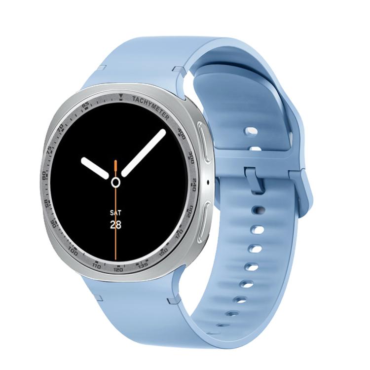 For Samsung Galaxy Watch8 44mm Speed Bezel and Solid Color Stitched Silicone Watch Band(Light Blue Silver) - free shipping - PMC TechLife - Order now!