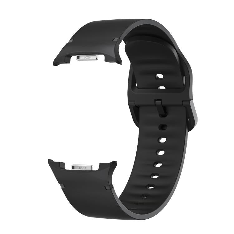 For Samsung Galaxy Watch8 40mm Speed Bezel and Solid Color Stitched Silicone Watch Band(Black Silver) - free shipping - PMC TechLife - Order now!
