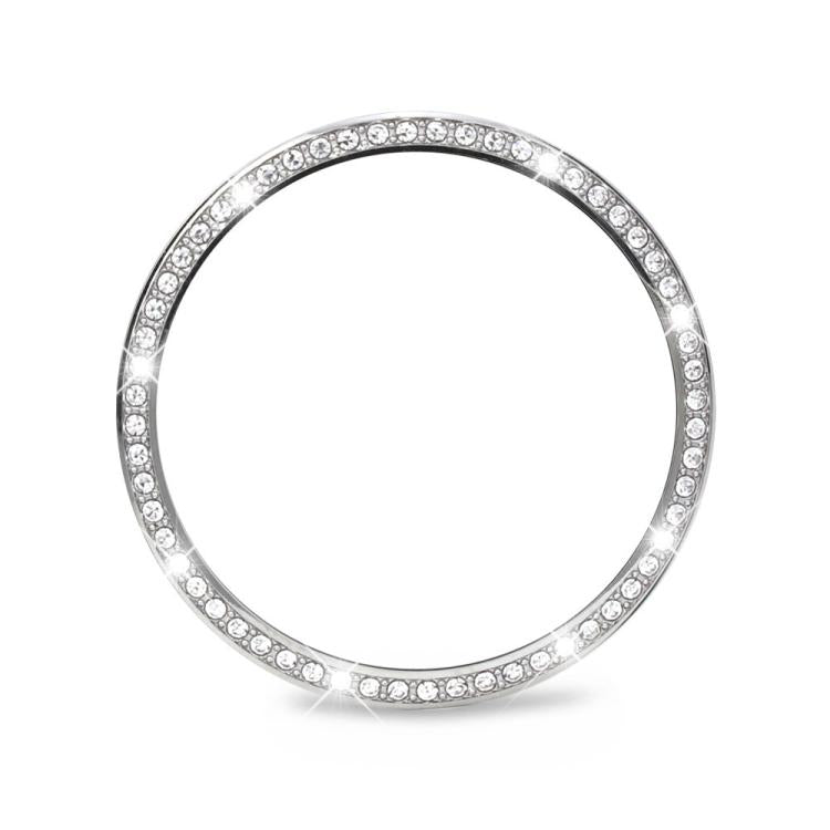 For Samsung Galaxy Watch8 44mm Diamond Bezel and Solid Color Stitched Silicone Watch Band(Lime White Silver) - free shipping - PMC TechLife - Order now!
