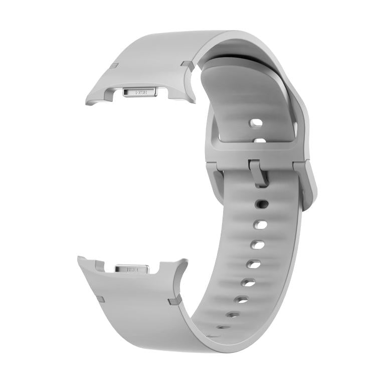 For Samsung Galaxy Watch8 44mm Diamond Bezel and Solid Color Stitched Silicone Watch Band(Gray Silver) - free shipping - PMC TechLife - Order now!