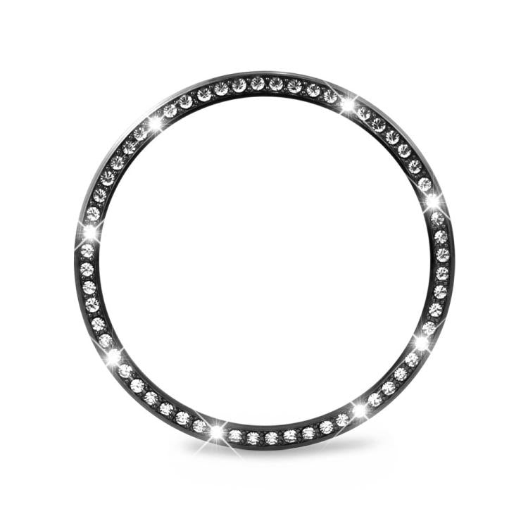 For Samsung Galaxy Watch8 44mm Diamond Bezel and Solid Color Stitched Silicone Watch Band(Black Black) - free shipping - PMC TechLife - Order now!