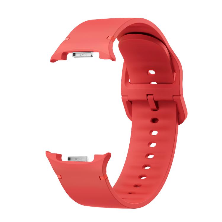 For Samsung Galaxy Watch8 40mm Diamond Bezel and Solid Color Stitched Silicone Watch Band(Red Silver) - free shipping - PMC TechLife - Order now!