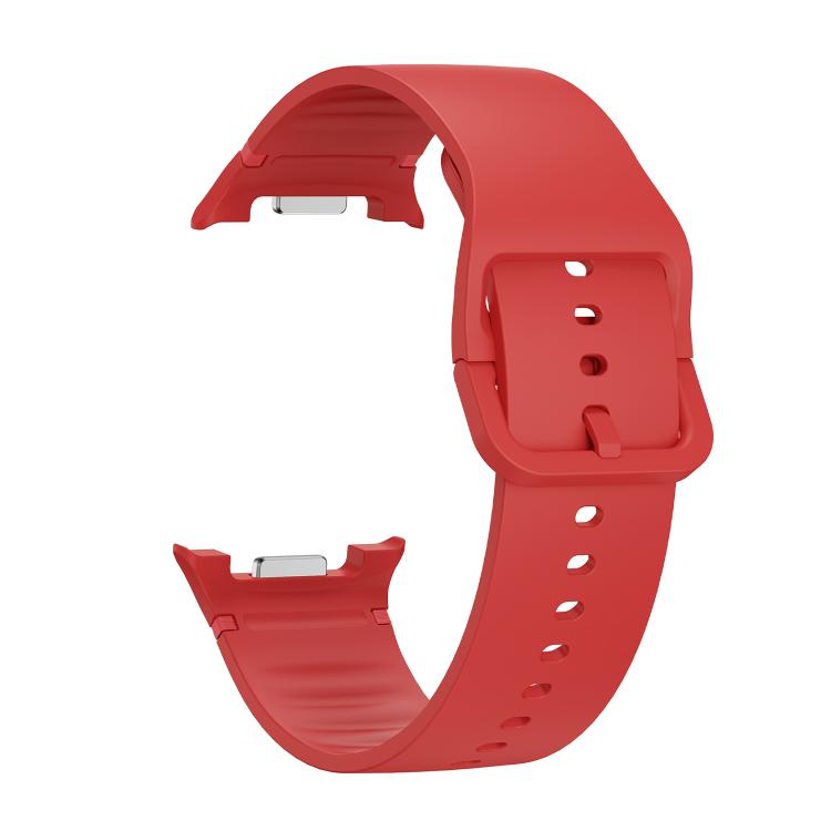 For Samsung Galaxy Watch8 40mm Diamond Bezel and Solid Color Stitched Silicone Watch Band(Red Silver) - free shipping - PMC TechLife - Order now!