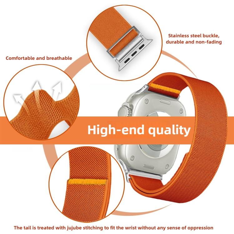 For Apple Watch 42mm / 41mm / 40mm / 38mm Adjustable Single Loop Elastic Nylon Watch Band(Orange) - free shipping - PMC TechLife - Order now!