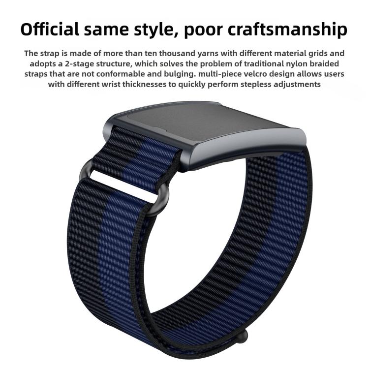 For Amazfit Helio Strap Metal Ring Two Sections Nylon Hook and Loop Fastener Watch Band(Phantom Silver) - free shipping - PMC TechLife - Order now!