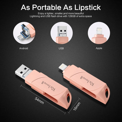 Richwell  DXZ64 USB Flash  Disk 64G 3 in 1  Micro USB + 8 Pin + USB 3.0 Compatible IPhone & IOS(Rose Gold) - U Disk & Card Reader by Richwell | Online Shopping South Africa | PMC Jewellery | Buy Now Pay Later Mobicred