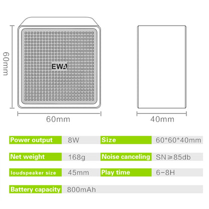 EWA A105 High Hidelity Bluetooth Speaker, Small Size High  Power Bass, TWS Bluetooth Technology Support TF(Gold) - Desktop Speaker by EWA | Online Shopping South Africa | PMC Jewellery | Buy Now Pay Later Mobicred