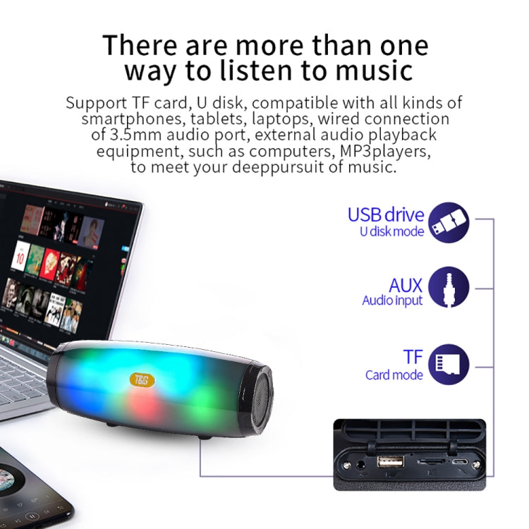 T&G TG165 5W*2 Portable Wireless Speaker Speaker With Dancing LED Flashing Light Mp3 AUX USB FM Radio Stereo Subwoofer(Black) - Desktop Speaker by T&G | Online Shopping South Africa | PMC Jewellery | Buy Now Pay Later Mobicred