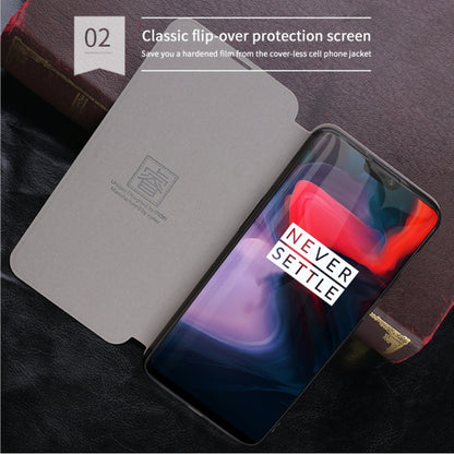 For Oneplus 6 MOFI Rui Series Classical Leather Flip Leather Case With Bracket Embedded Steel Plate All-inclusive(Blue) - OnePlus Cases by MOFI | Online Shopping South Africa | PMC Jewellery