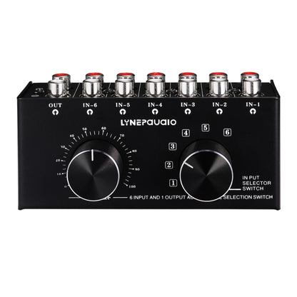 B016 6 Input 1 Output Audio Signal Source Selection Switcher, Output Volume Adjustment Control RCA Port -  by PMC Jewellery | Online Shopping South Africa | PMC Jewellery | Buy Now Pay Later Mobicred