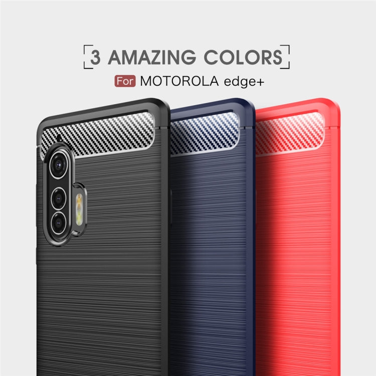 For Motorola Moto Edge Plus Brushed Texture Carbon Fiber TPU Case(Navy Blue) - Motorola Cases by PMC Jewellery | Online Shopping South Africa | PMC Jewellery