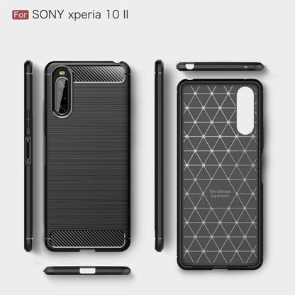 For Sony Xperia 10 II Brushed Texture Carbon Fiber TPU Case(Navy Blue) - Sony Cases by PMC Jewellery | Online Shopping South Africa | PMC Jewellery